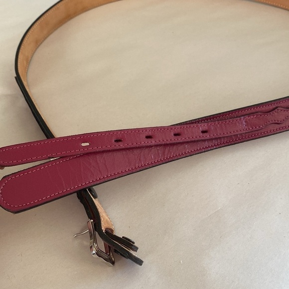 Justin Magenta Pink skinny belt cowgirl Western snap off buckle Leather Size 32 - Picture 5 of 12